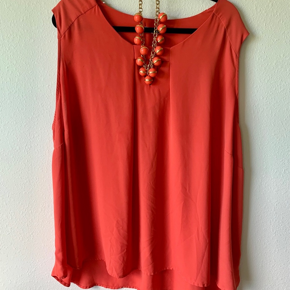 Orange Sleeveless Top. Pleione Plus.